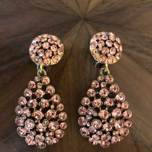 Oscar de la Renta pink crystal teardrop earrings